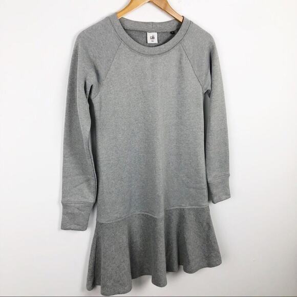 CAbi 3459 Gray Flashdance Sweater Mini Fleece Long Sleeve Shirt Dress XXS - Picture 6 of 16